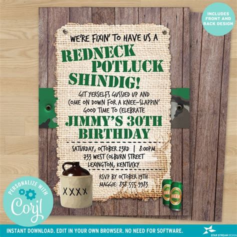 redneck party invitation|redneck party invitation template.